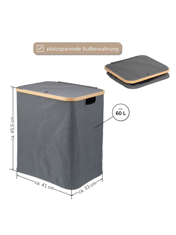 bremermann Wäschesammler 60 Liter grau günstig kaufen onesize
