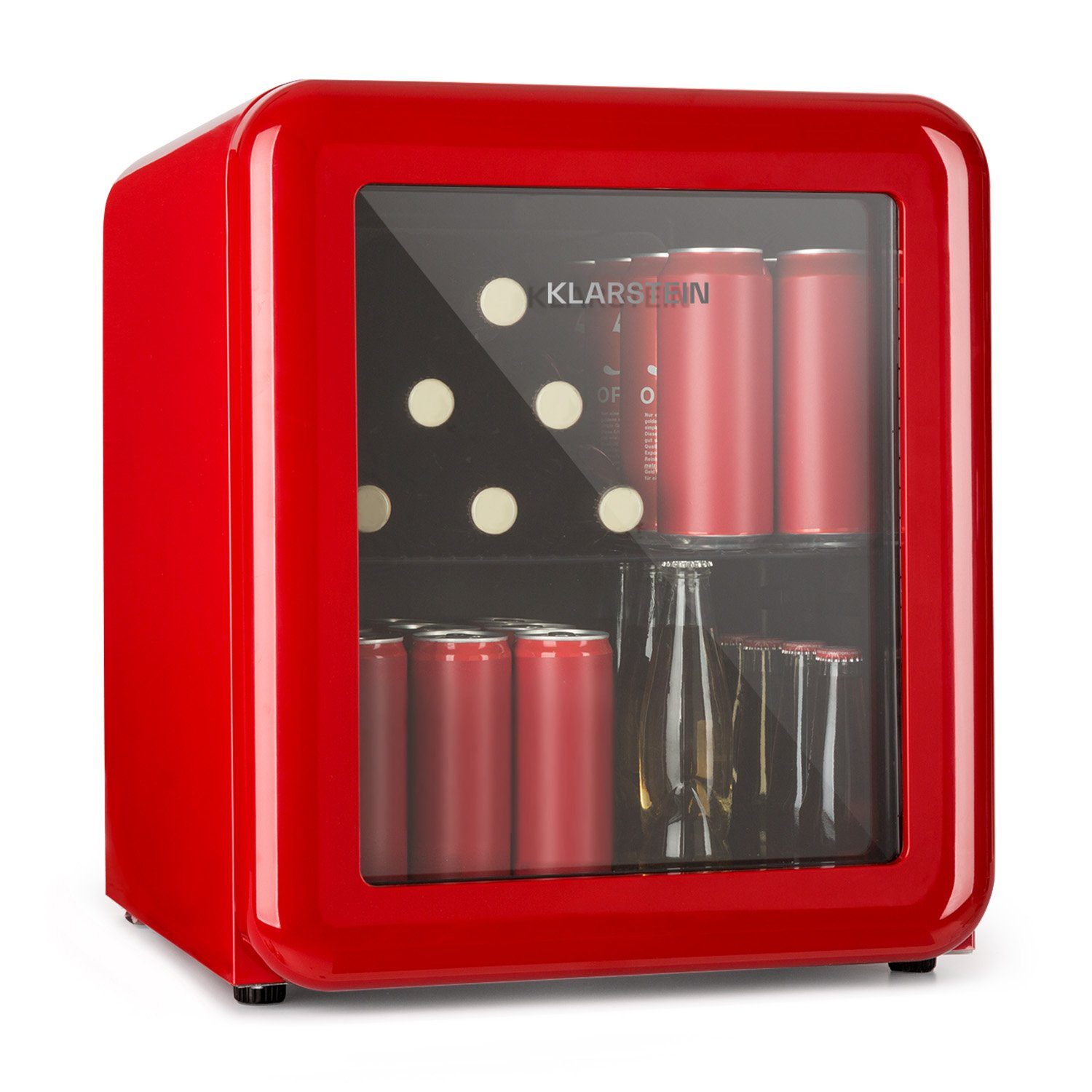 Klarstein Getränkekühlschrank HEA13-PopLife-48L 10040737, 47.5 cm hoch, 44 cm breit, Bierkühlschrank Getränkekühlschrank Flaschenkühlschrank mit Glastür