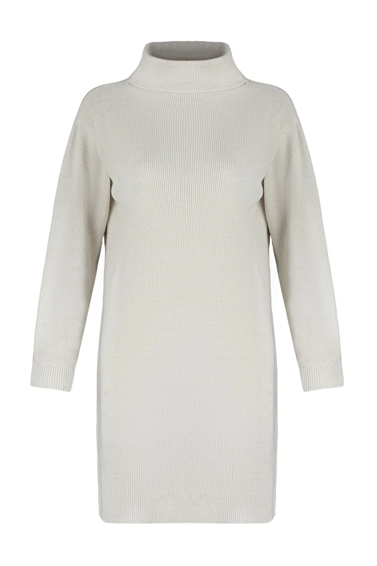 Trendyol Collection  Steinfarbenes Mini-Strickkleid mit Rollkragen TWOAW23EL00026