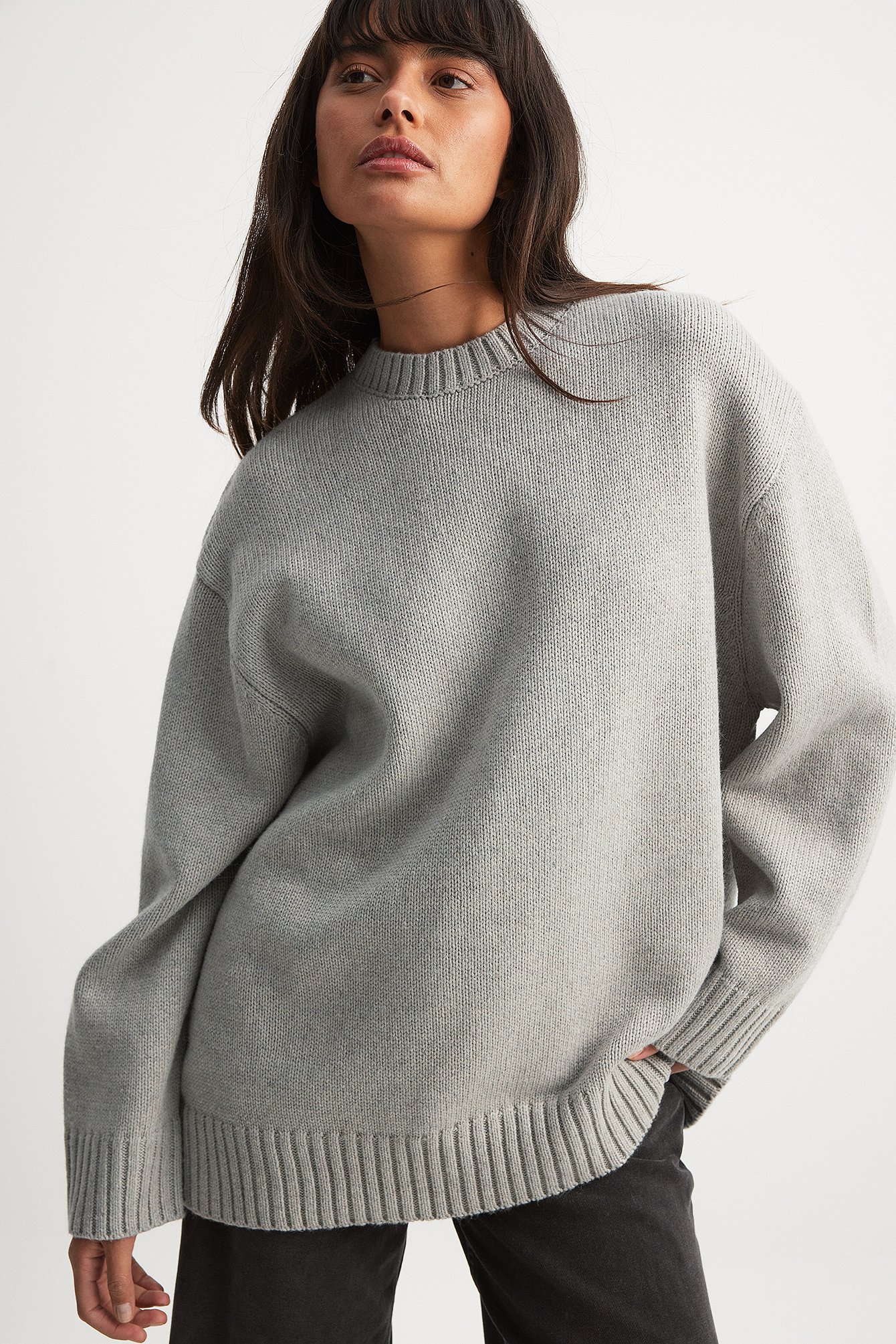 Oversize-Strickpullover mit Rundhalsausschnitt