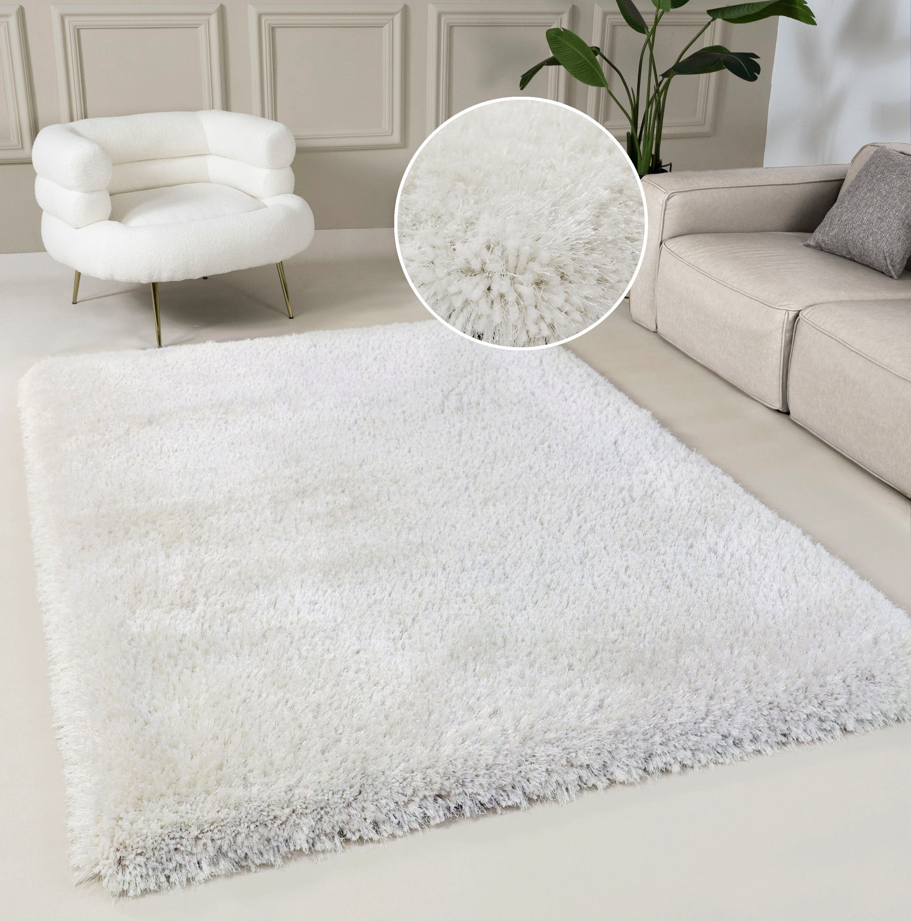 Hochflor-Teppich Micro exclusiv Teppich, Guido Maria Kretschmer Home&Living, rechteckig, Höhe: 78 mm, weich, flauschig, Uni-Farben, Wohnzimmer, Schlafzimmer, Kinderzimmer