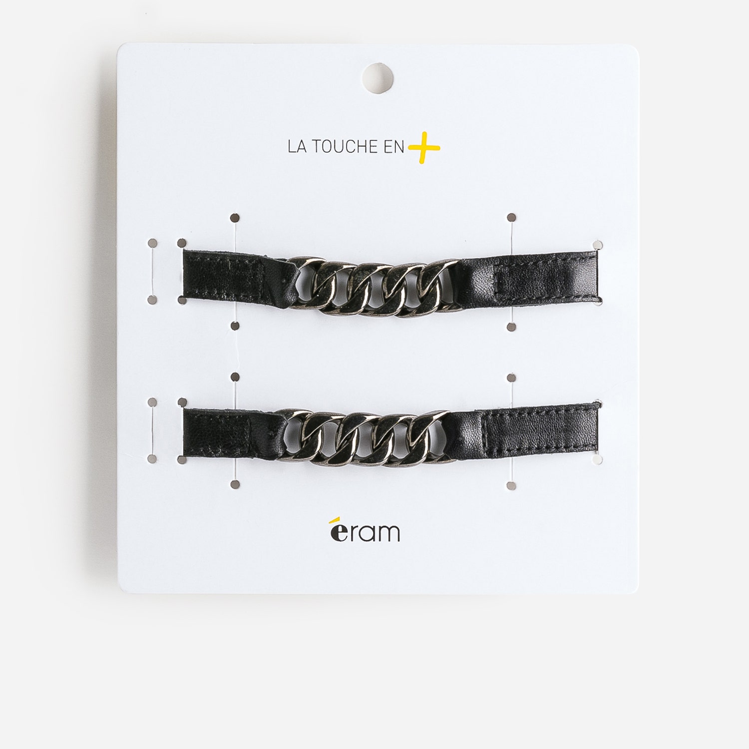 Brides amovibles noires en cuir détail gourmette