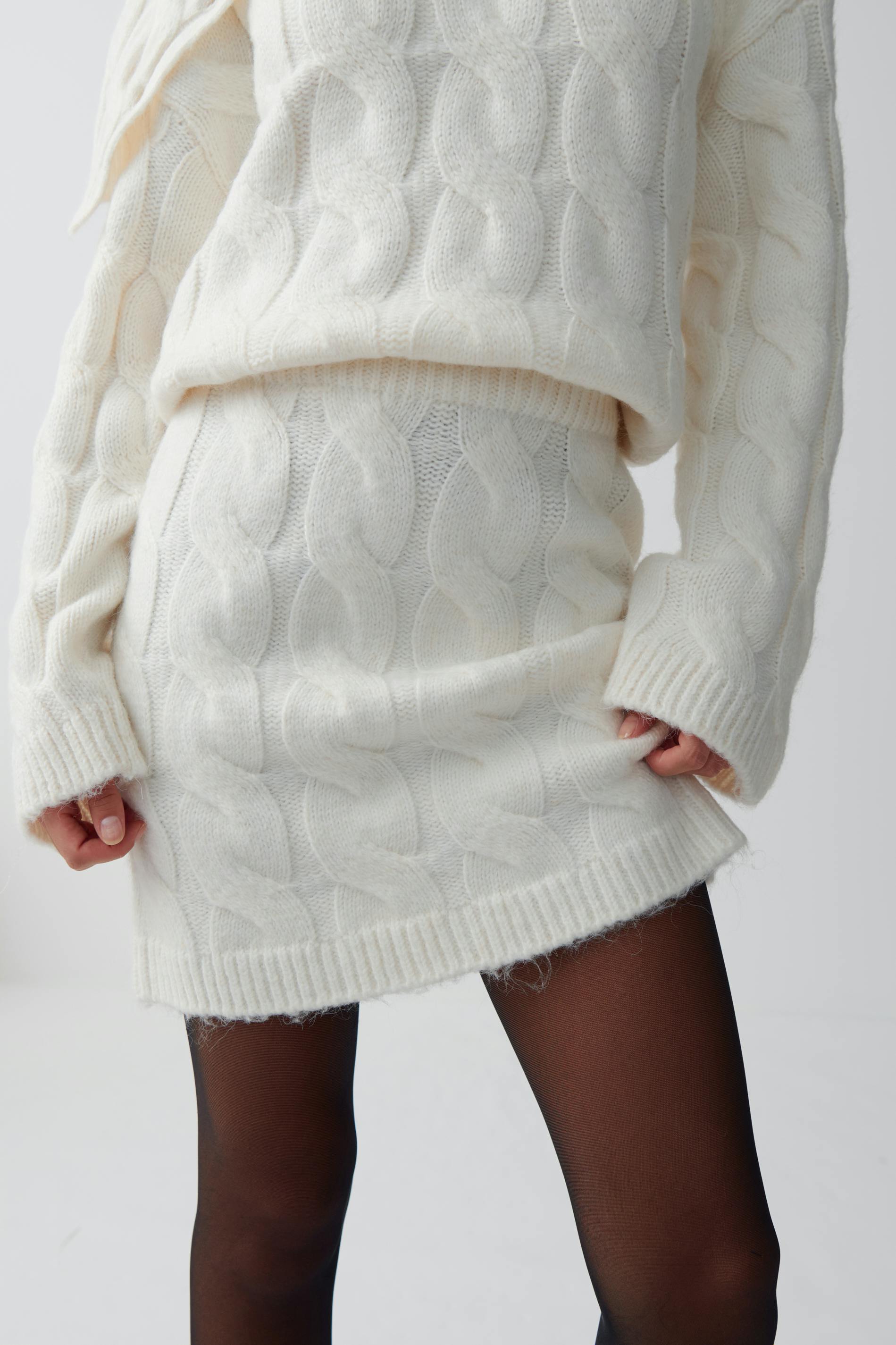 Knitted cable skirt