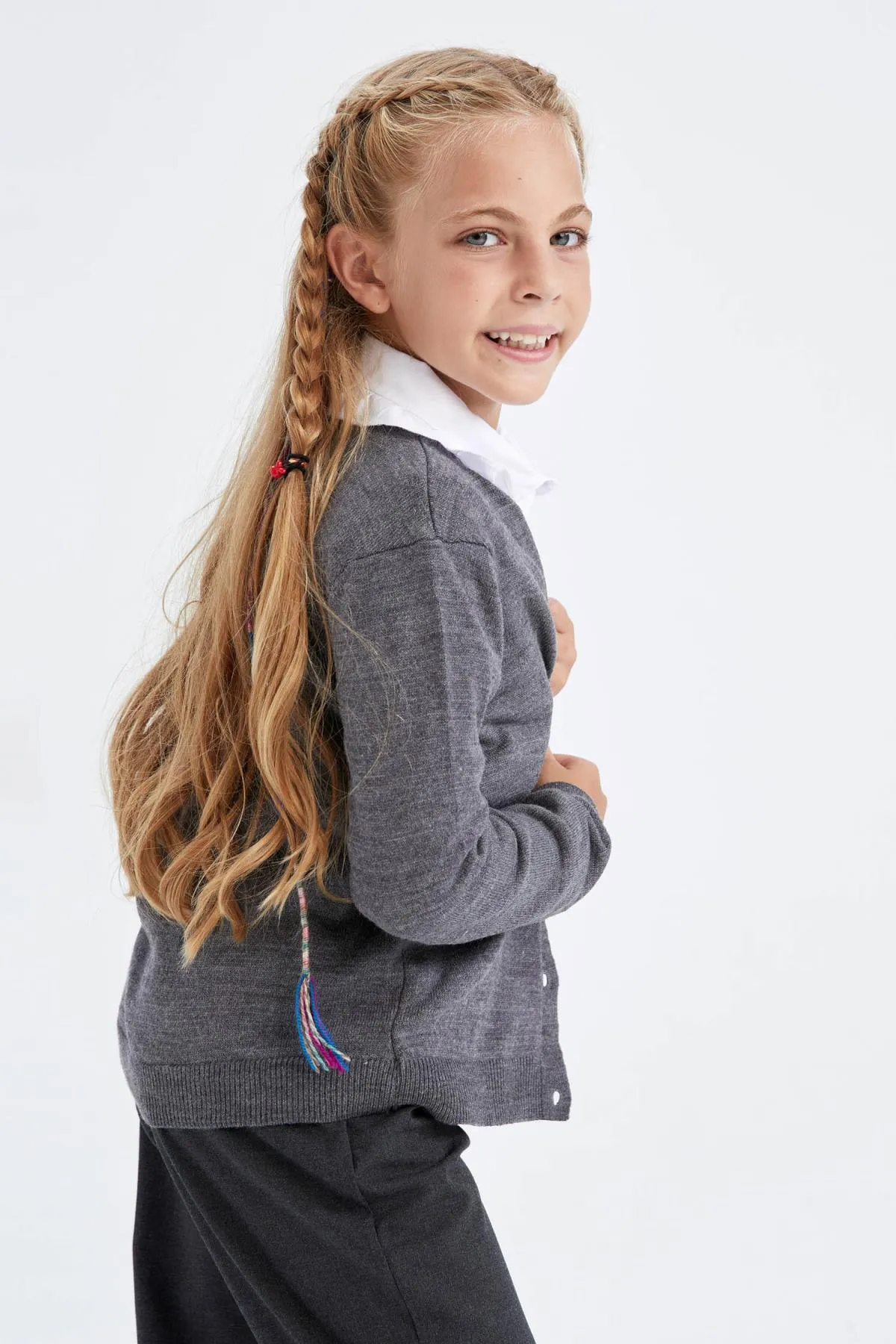 DeFacto  Mädchen-Strickjacke „Back to School“ mit Rundhalsausschnitt