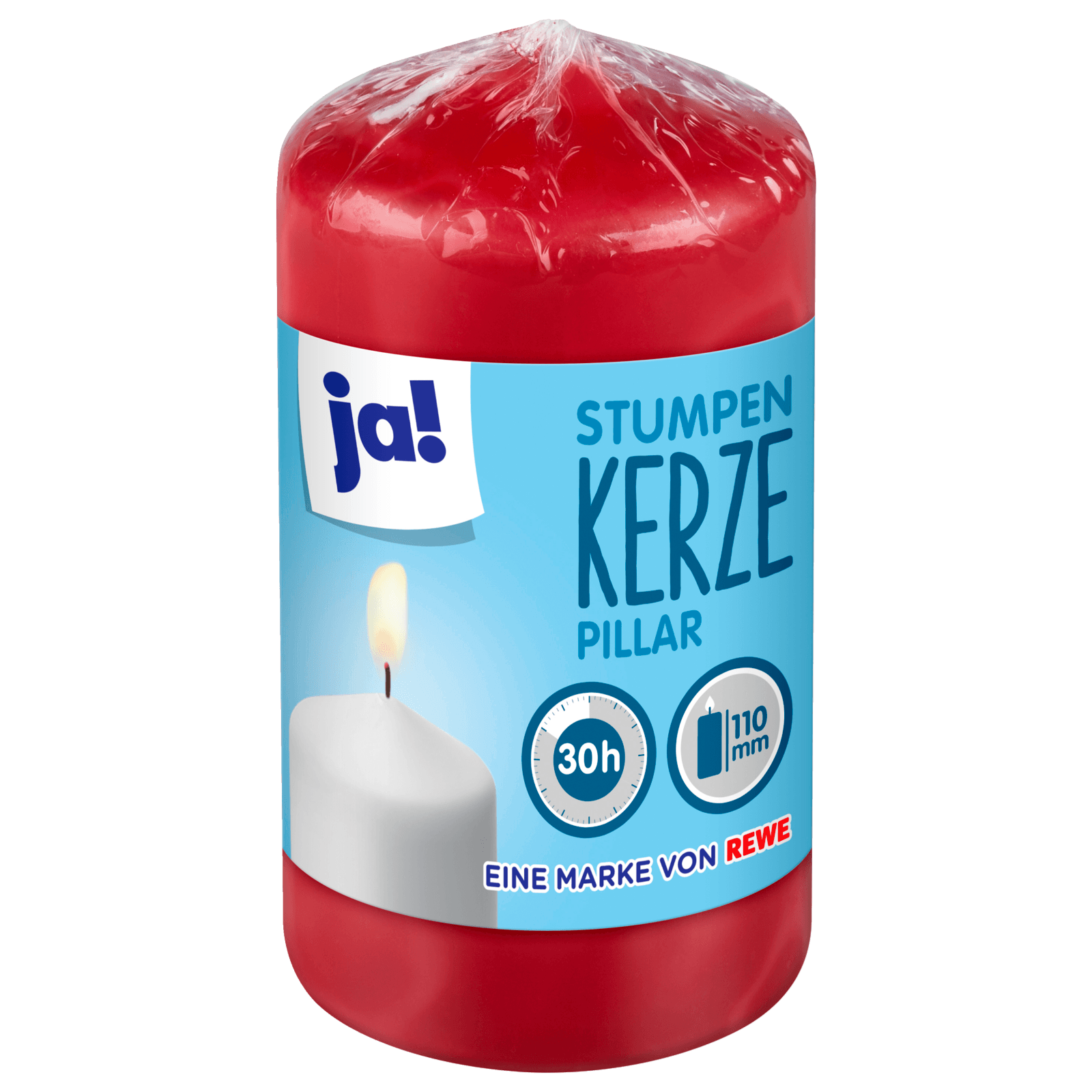 ja! Stumpenkerze 110mm rot