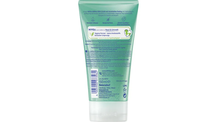 NIVEA Derma Skin Clear Anti-Unreinheiten Peeling 150 ml