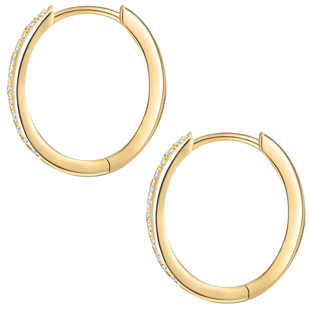 Glanzstücke München Créoles en argent Argent sterling Oxyde de zirconium (CZ) en Or jaune Boucles d'oreilles
