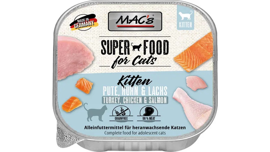 MAC's CAT Katzennassfutter Kitten Pute, Huhn, Lachs 100 g