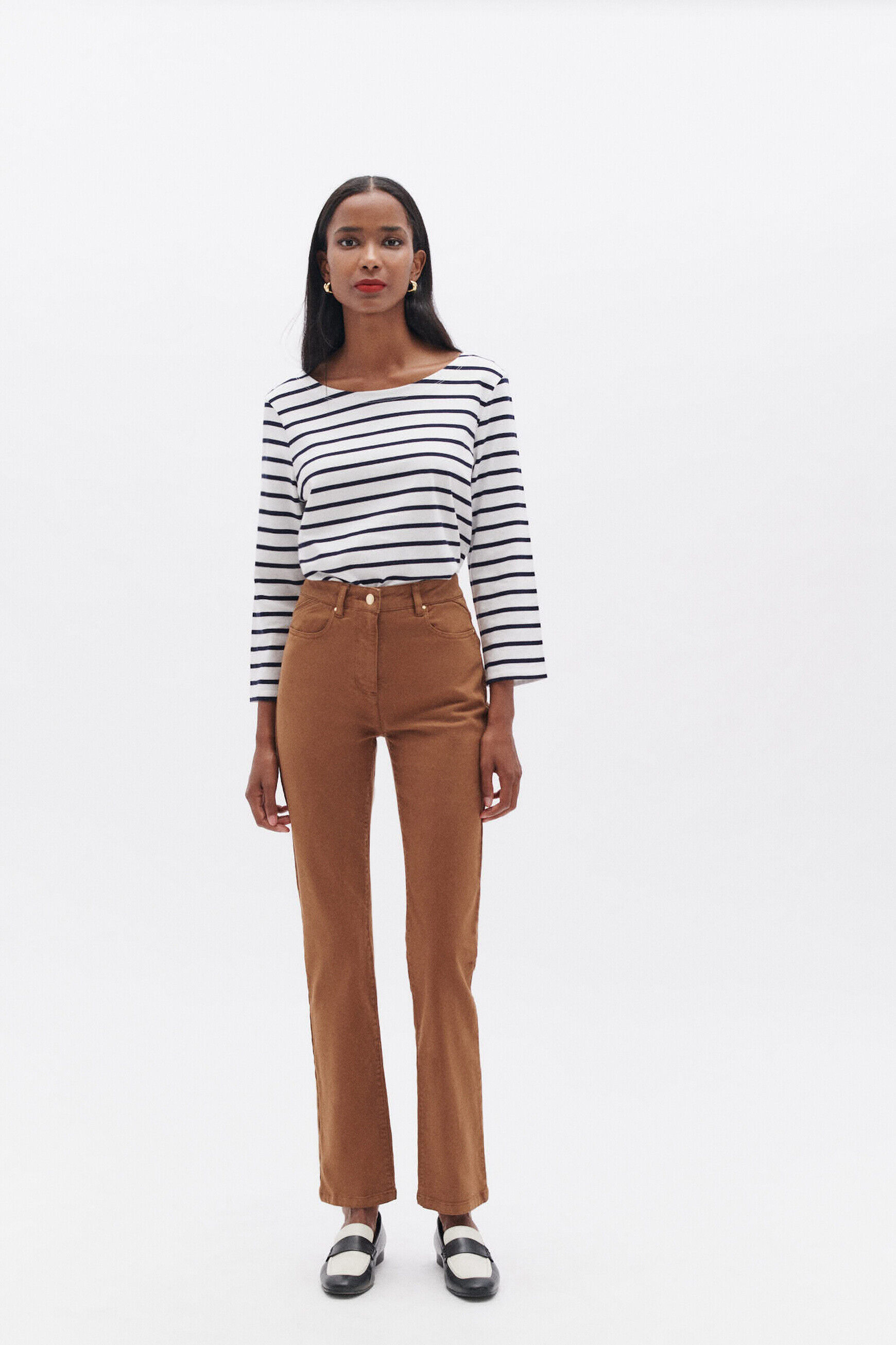 Pantalon pdarwino marron cognac femme
