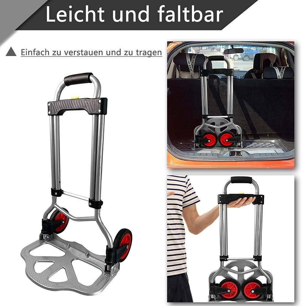 AUFUN Sackkarre Klappbar Transportkarre mit Anti-Rutsch-Pads, bis 60 kg