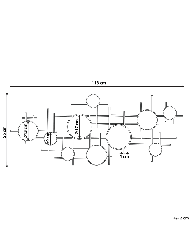 Beliani Dekospiegel IBOS in Schwarz/Kupfer/Messing - (W) 113 x (H) 55 x (L) 2 cm günstig kaufen onesize