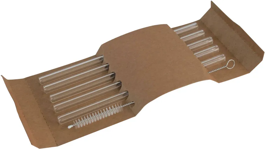 ECO FRIENDLY Glastrinkhalme inkl. Bürste 5-tlg.