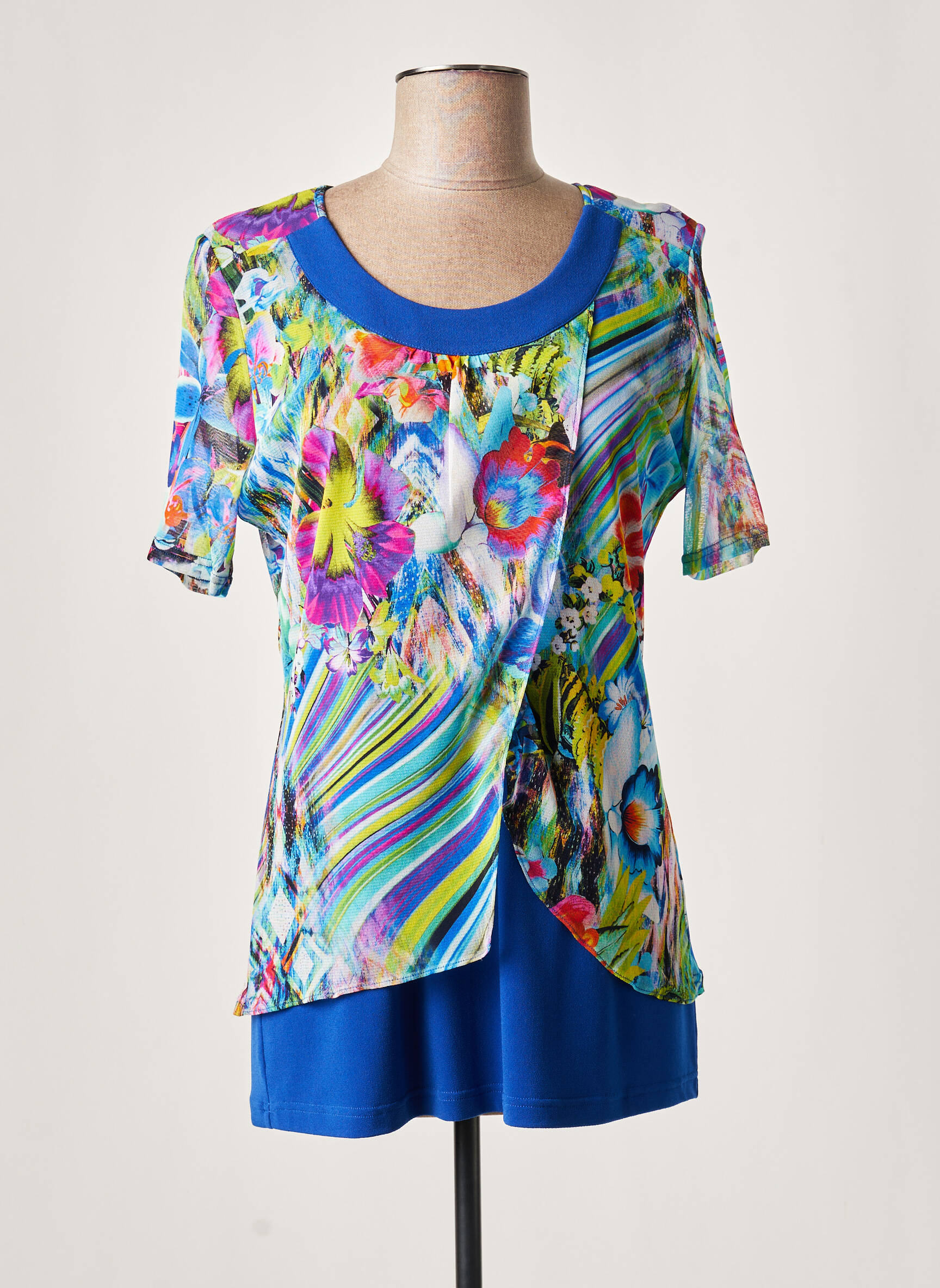 Guy Dubouis Tuniquemanchecourte Femme couleur bleu