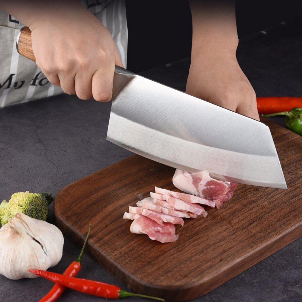 MDHAND Kochmesser Küche hohe Kohlenstoff-Edelstahl Schneiden Hackmesser, 32CM