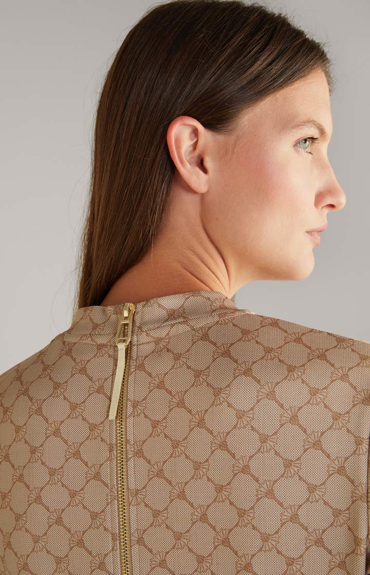 Sweat-Kleid in Beige gemustert