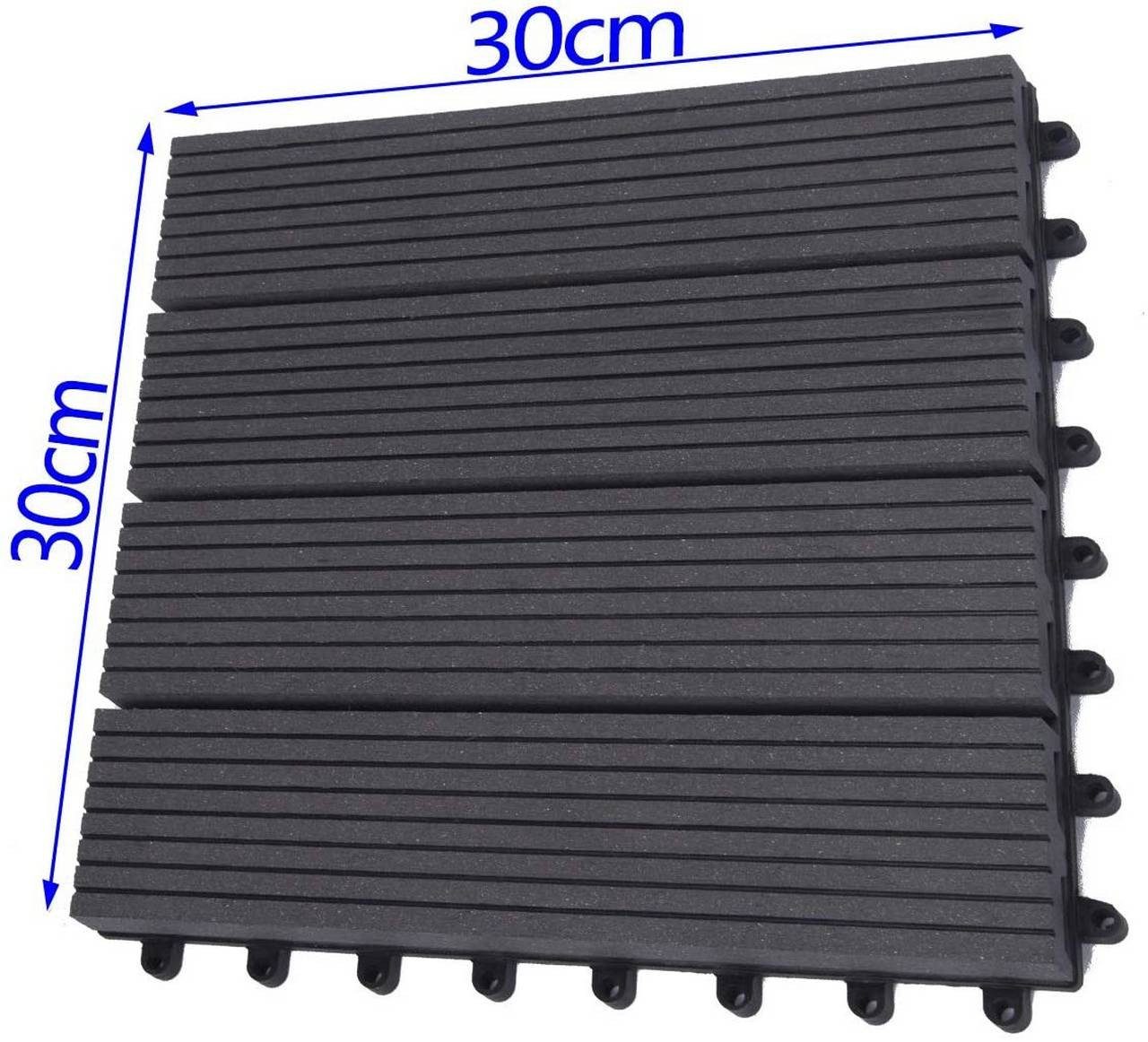EUGAD WPC Terrassenplatte, 300x300, Anthrazit, 11 Stücke für 1m², wetterfest