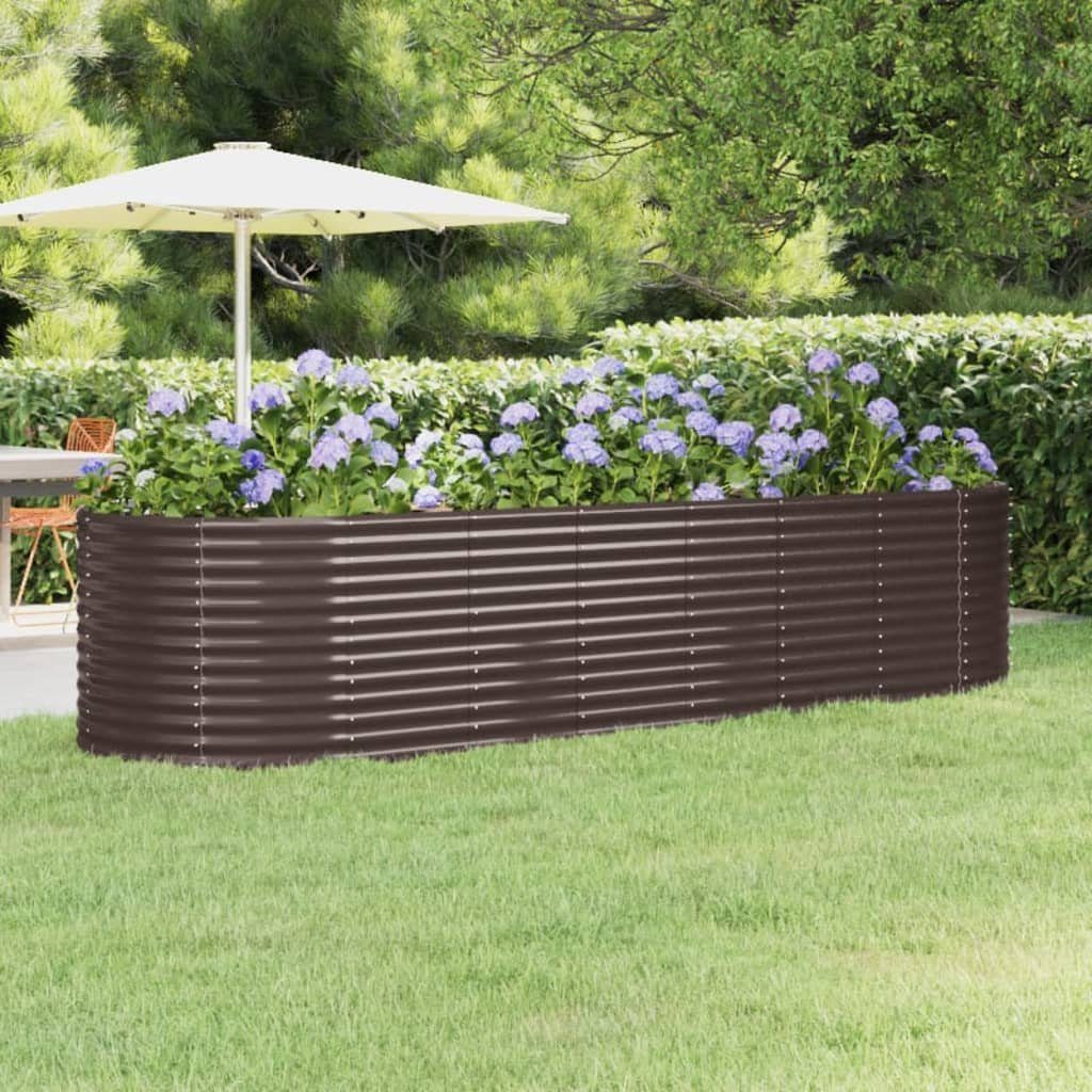 furnicato Hochbeet Pulverbeschichteter Stahl 322x100x68 cm Braun