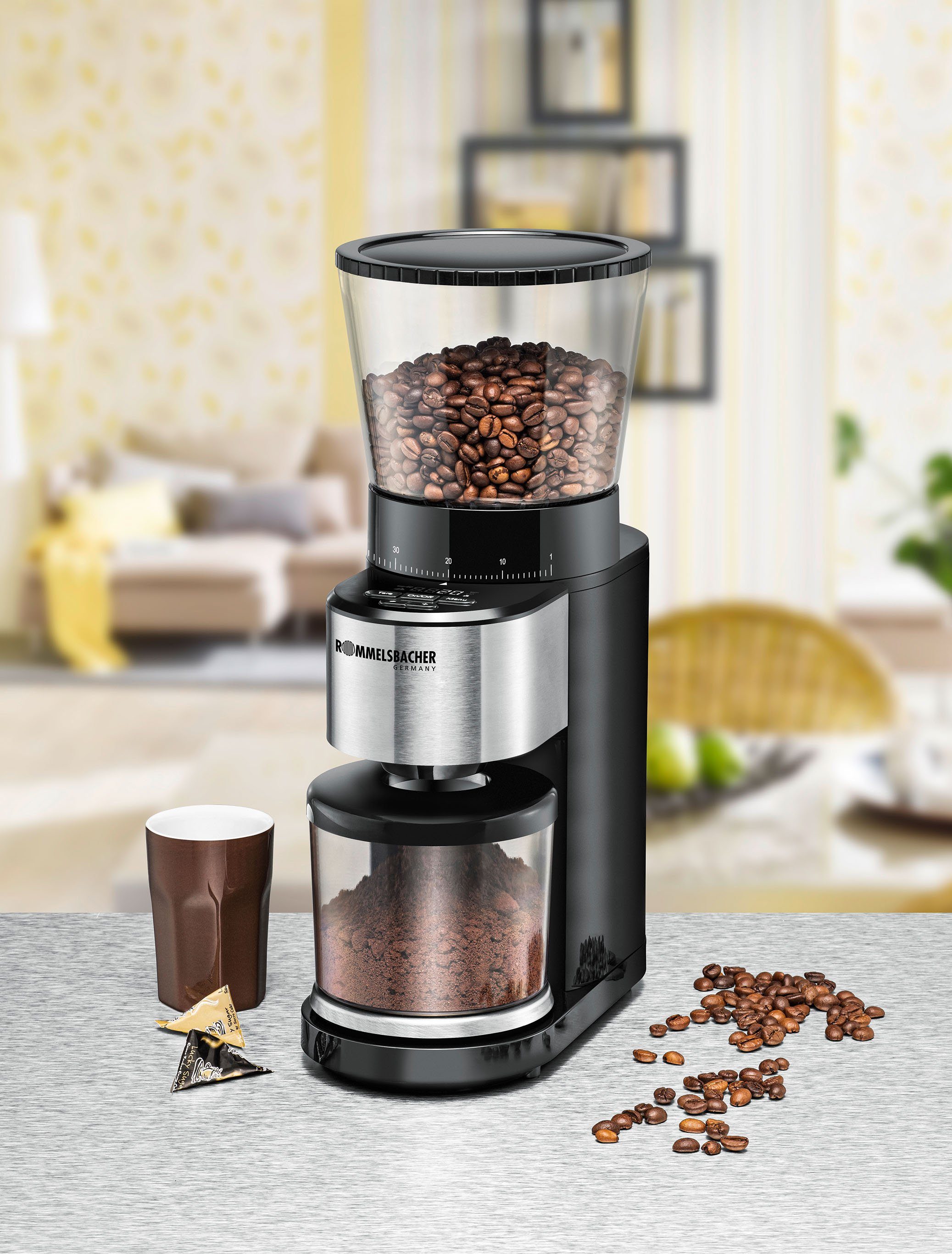 Rommelsbacher Kaffeemühle EKM 500, 160 W, Kegelmahlwerk, 400 g Bohnenbehälter