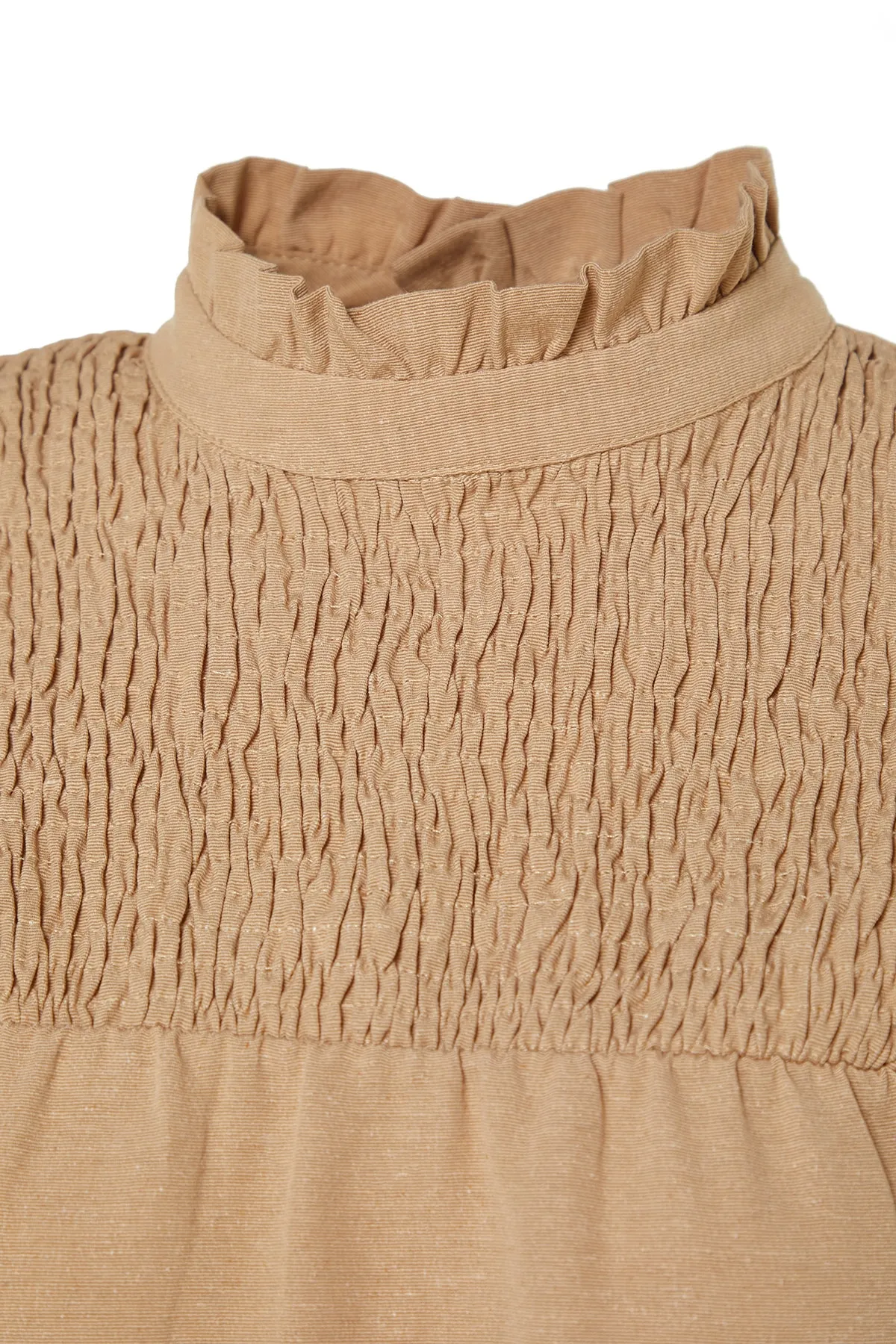 Trendyol Modest  Beiges Tunika-Hosen-Set mit Gipe-Detail in Leinenoptik TCTSS23US00075