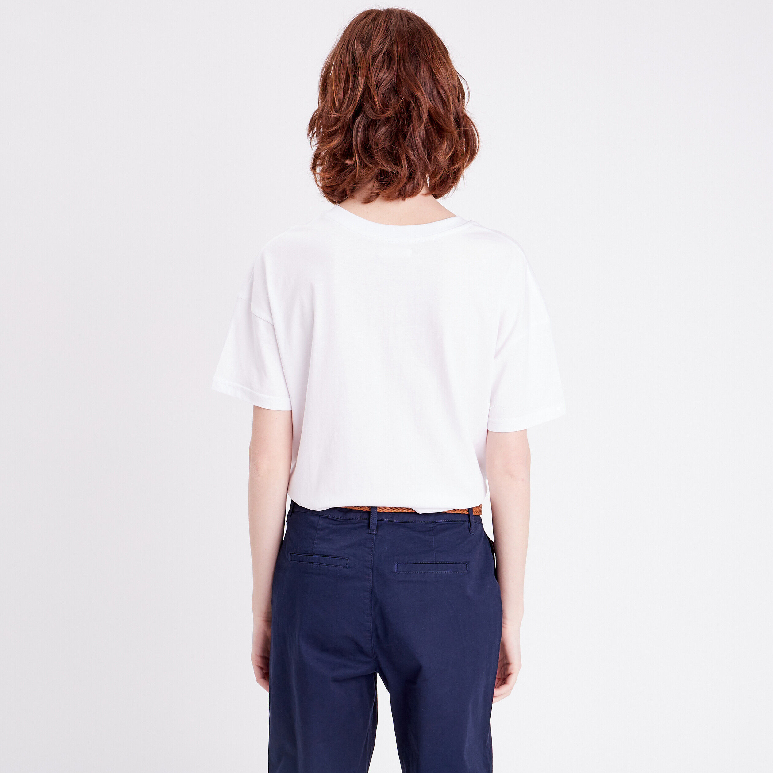 T-shirt oversize col rond blanc femme | Cache Cache