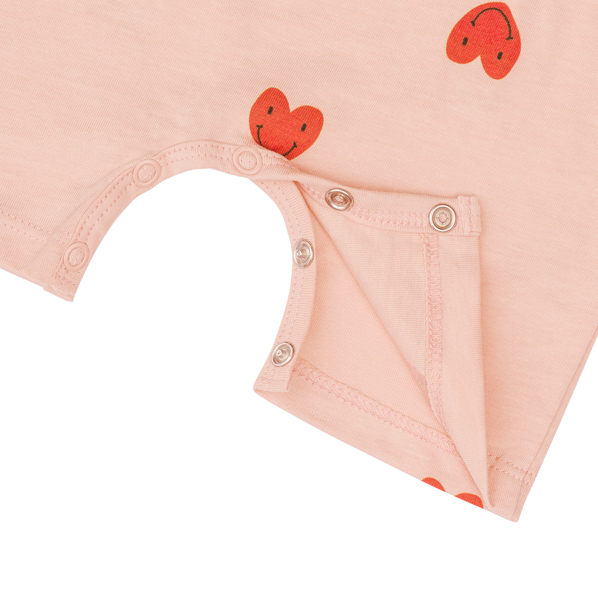 Baby Jumpsuit - Bio Baumwolle, Herzen, Rosa