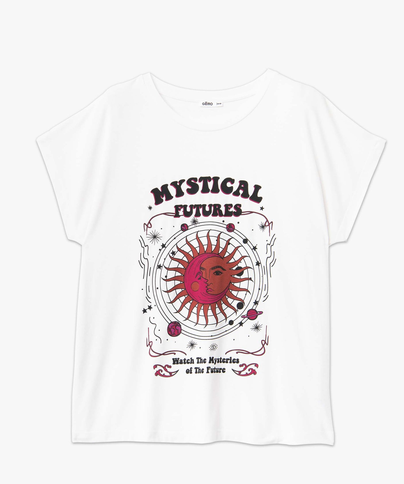 Tee-shirt femme grande taille à manches courtes avec motifs blanc | GEMO