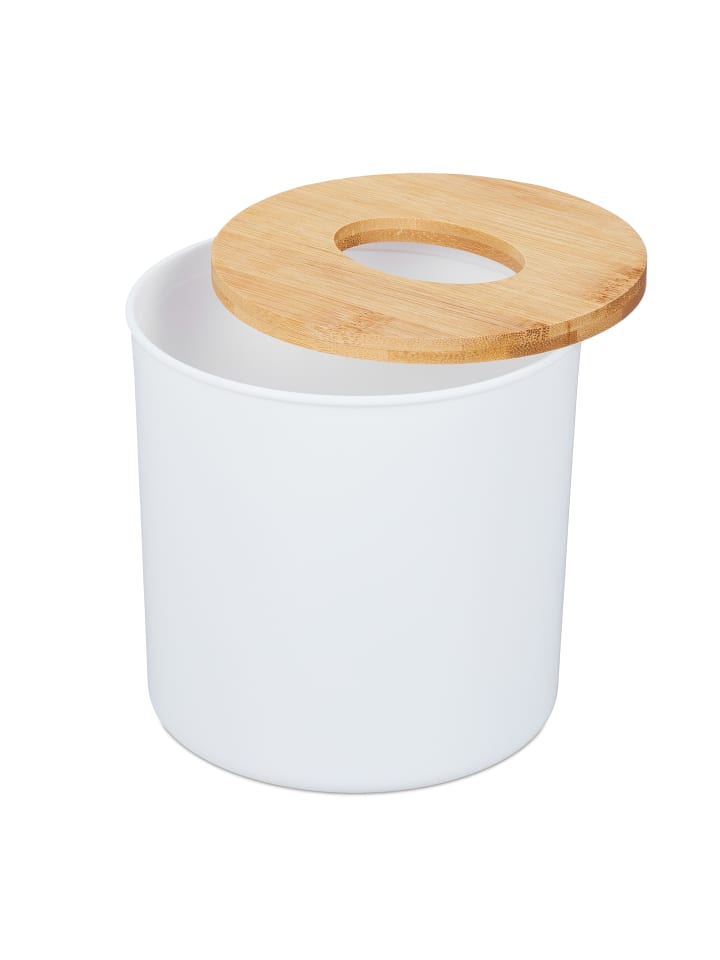 relaxdays 2 x Kosmetiktuchbox in Weiß/ Natur - (H)13 x Ø13,5 cm günstig kaufen onesize