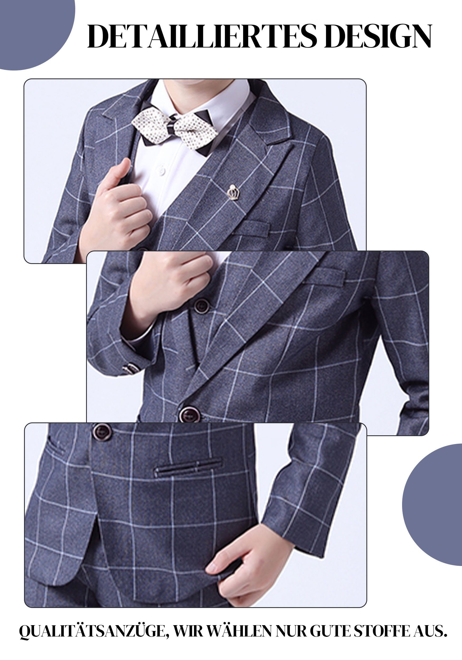 TOPMELON Kinderanzug Jungenanzug Gentleman(Set-4tlg) Hemd Weste Blazer Hose