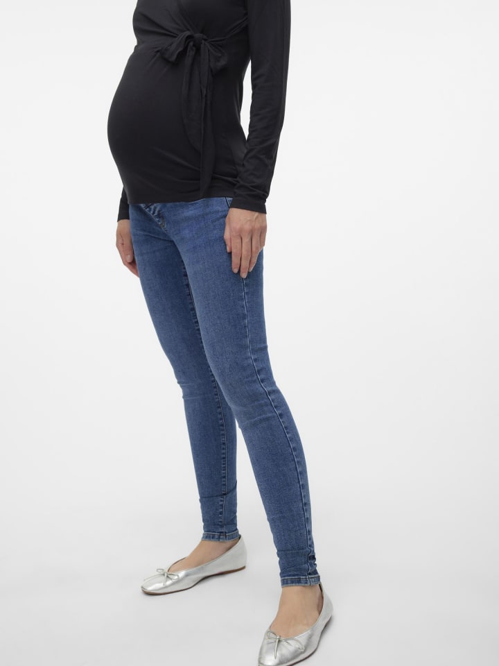 Vero Moda Umstandsjeans mit Skinny Fit in Medium Blue Denim günstig kaufen