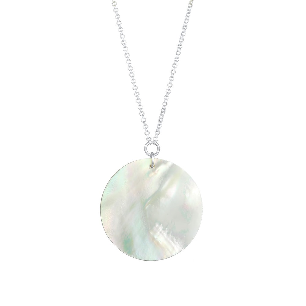 Nenalina Nenalina Collier Femmes pendentif nacre disque chatoyant nature en argent sterlin Bijoux