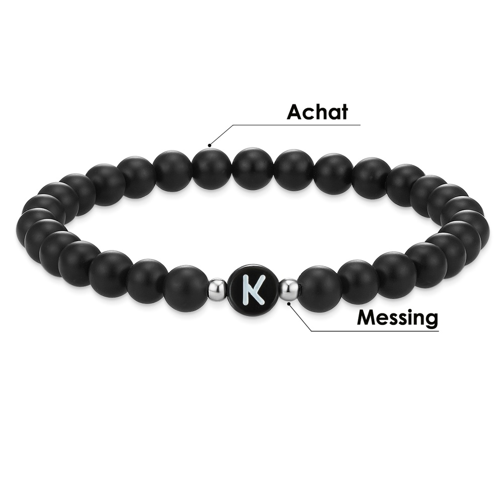 EASTSIDE Bracelet en pierres précieuses Lettres Agate en Noir Bracelet