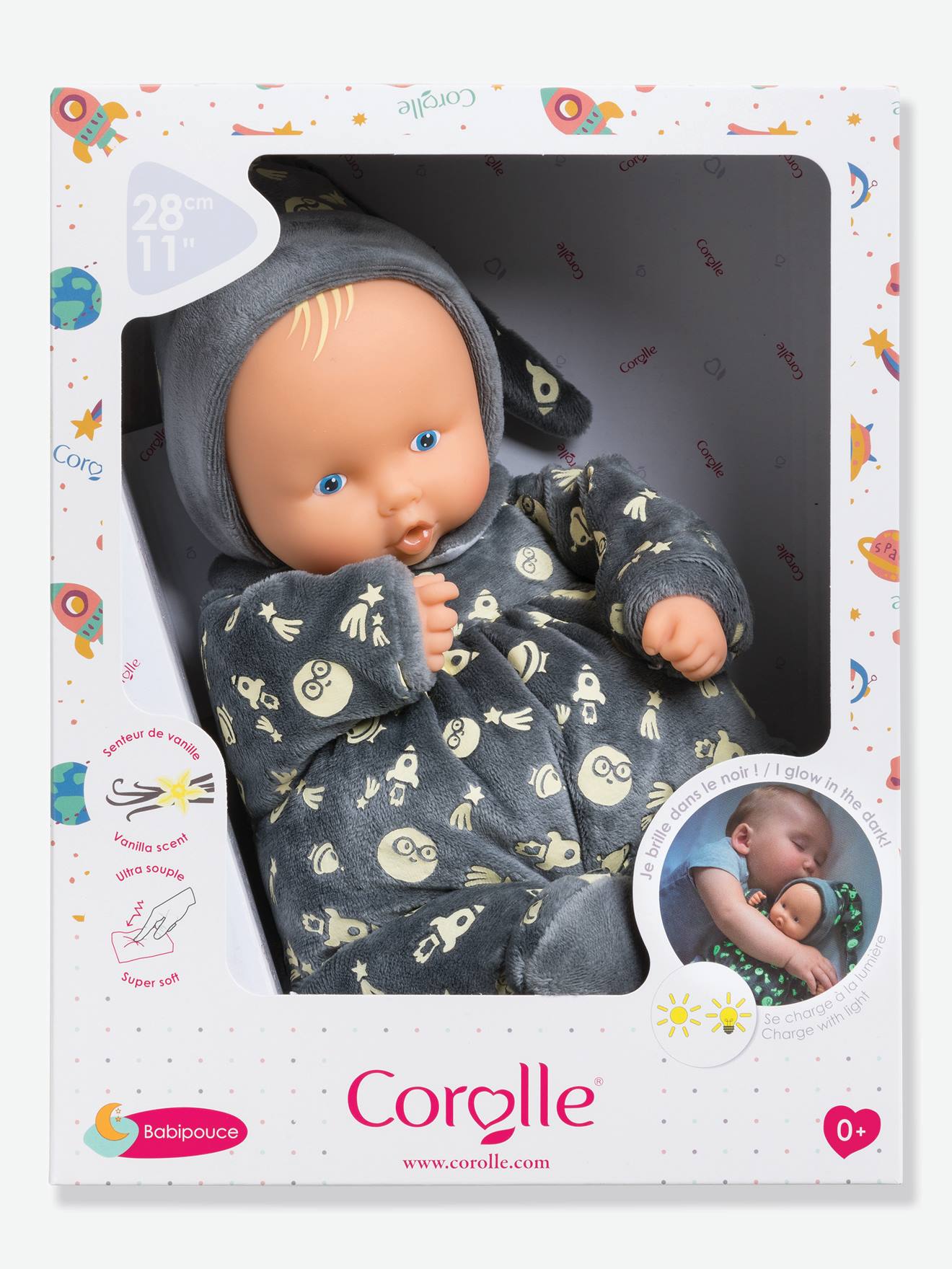 Corolle Puppe BABIPOUCE BRILLE DANS LA NUIT COROLLE, nachtleuchtend - mehrfarbig