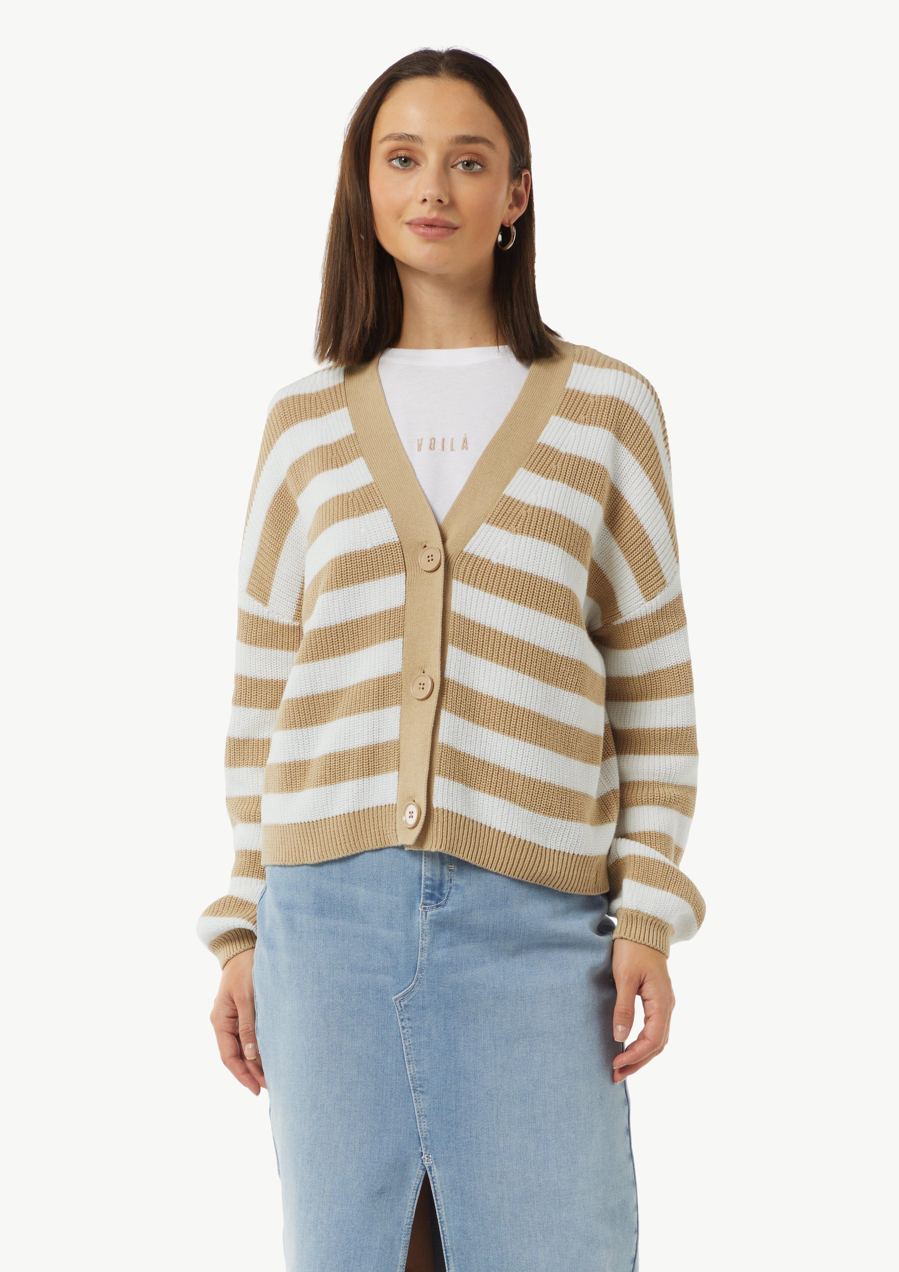 Lässige Strickjacke mit voluminösen Ärmeln - sandstein