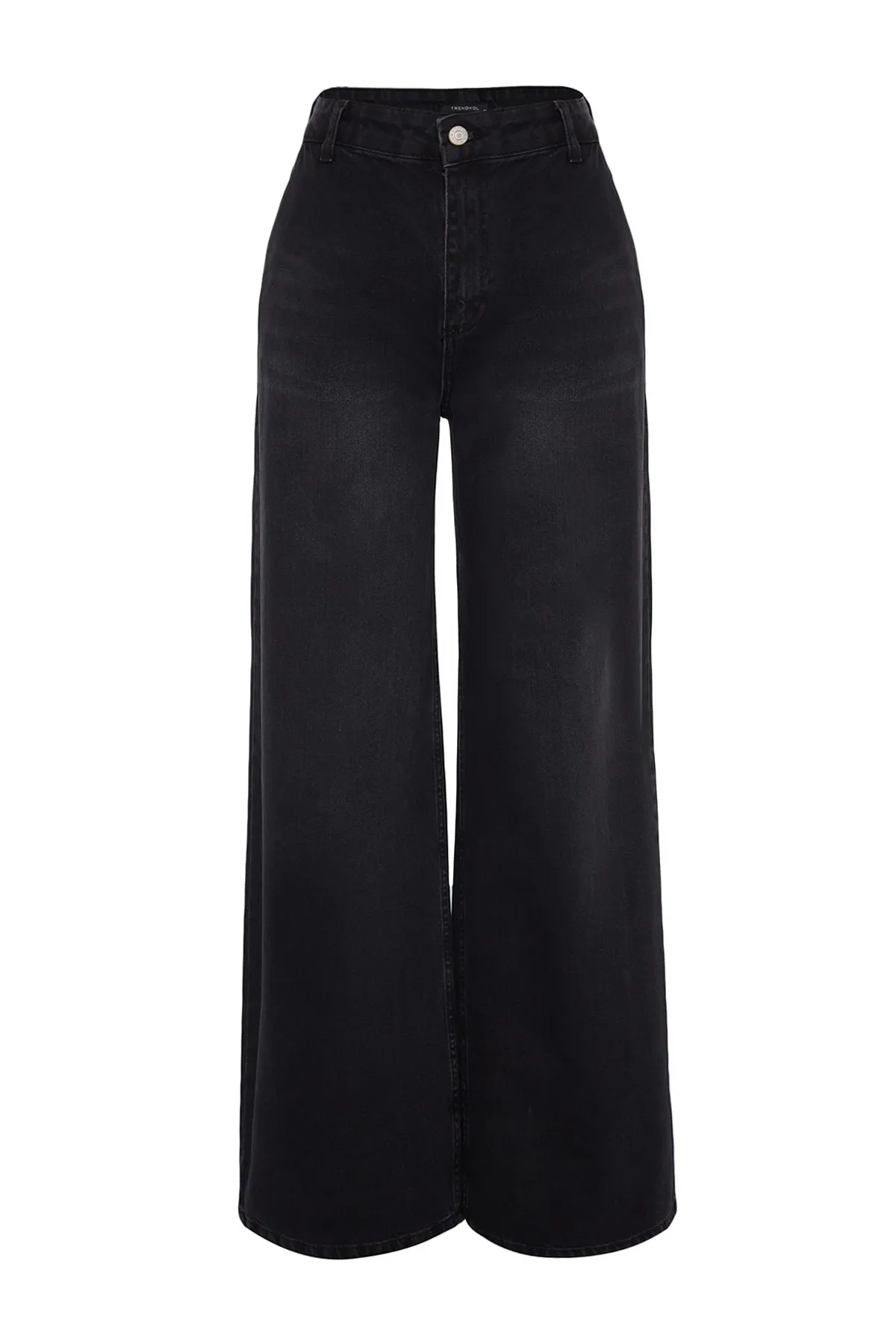 Trendyol Collection  Schwarze Jeans mit hoher Taille und weitem Bein und Taschendetail TWOAW24JE00019