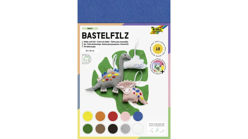 folia Bastelfilz 10 Blatt  20 x 30 cm sortiert