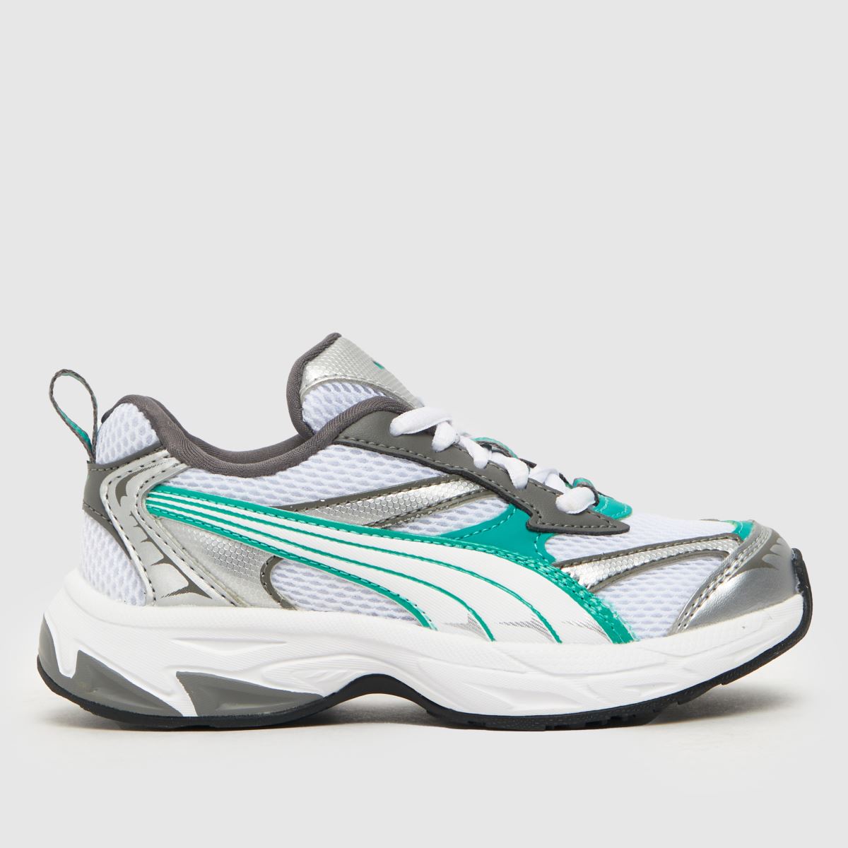 PUMA vita och gröna morfiska juniorsneakers