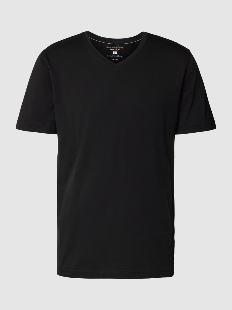 T-Shirt mit V-Ausschnitt in schwarz
