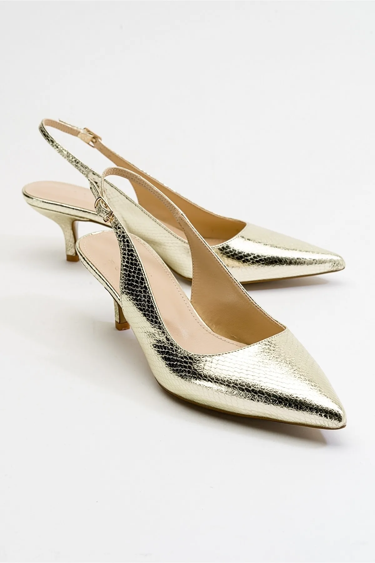 LuviShoes  Value Damen-Schuhe mit Absatz und Goldmuster