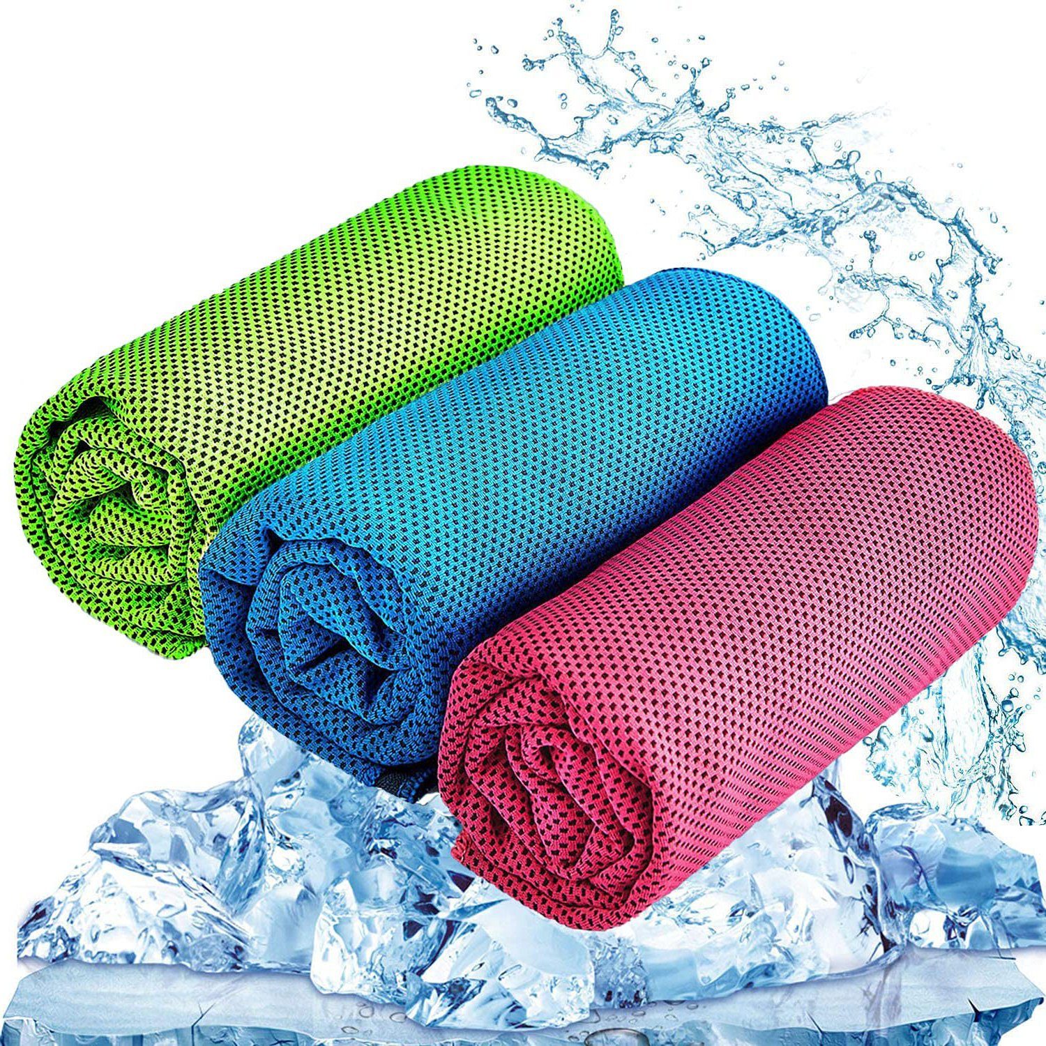 Einemgeld Sporthandtuch Kühltuch 3er Set, kühlendes Handtuch für Wandern, Laufen, Tennis usw.