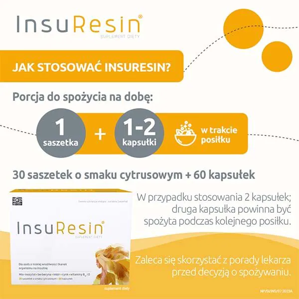 Insuresin, preparat koji pomaže u održavanju odgovarajuće razine glukoze u krvi, Set od 30 vrećica + 60 kapsula