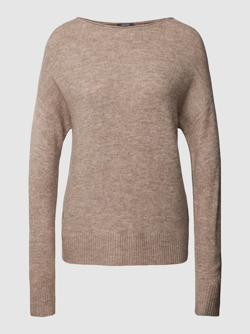 Strickpullover in melierter Optik in taupe meliert