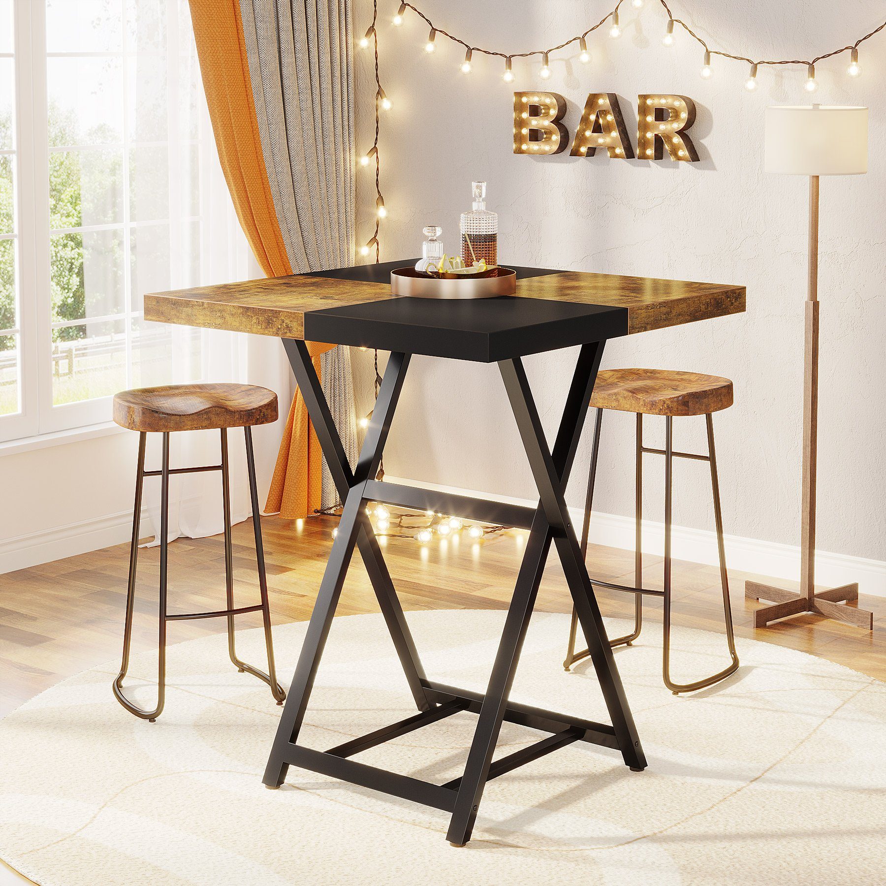 Tribesigns Bartisch Bartisch Küchentisch, Stehtisch, Esszimmer,50 x 50 x 105 cm