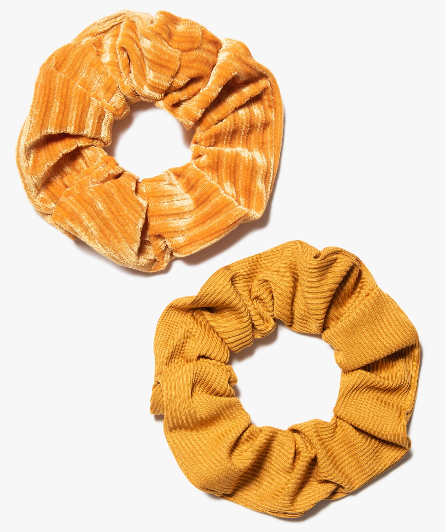 Chouchou femme ctelé (lot de 2) jaune | GEMO