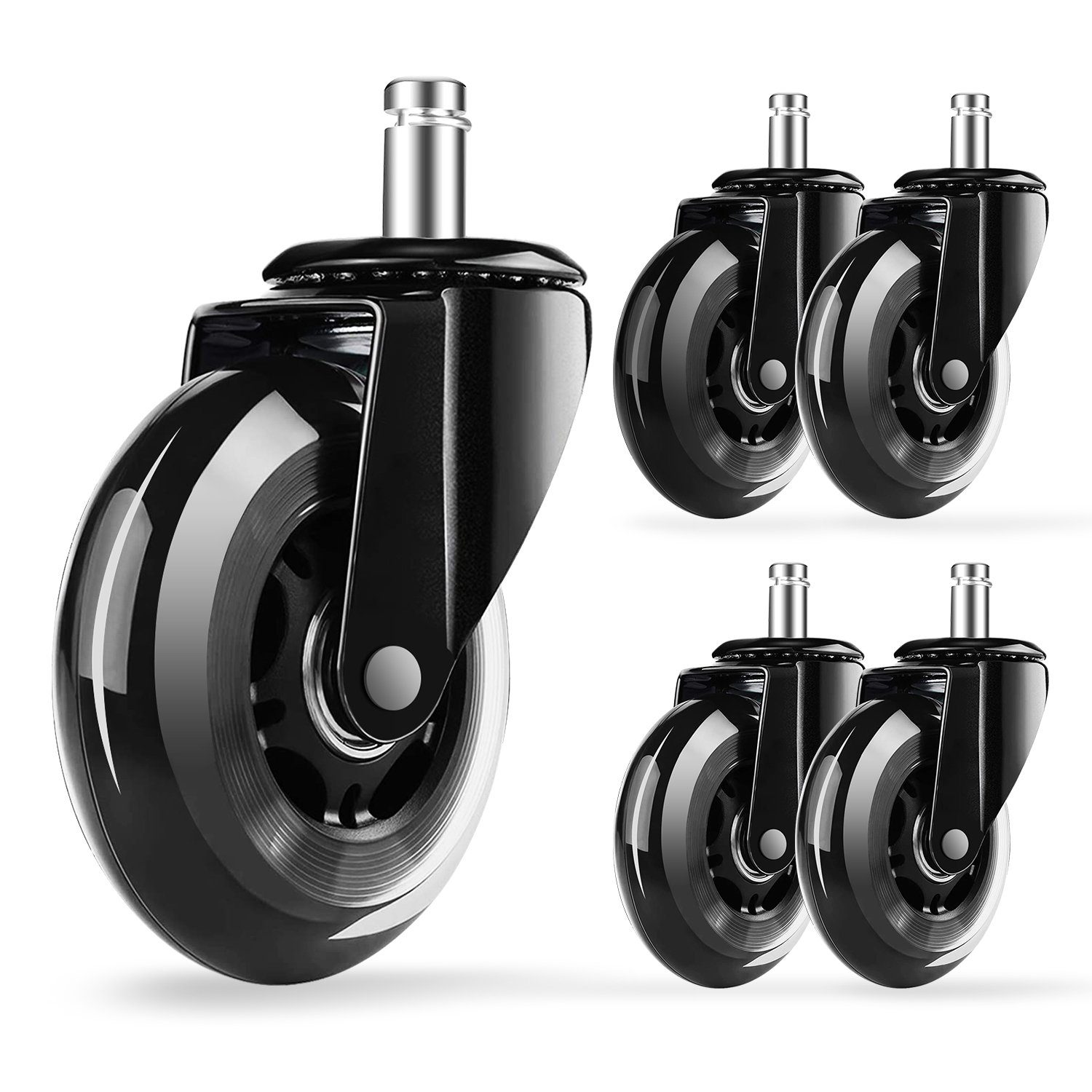 Authmic Stuhlrolle Bürostuhlrollen (5er Set) mit 11mm x 22mm, 5 Stück im Set