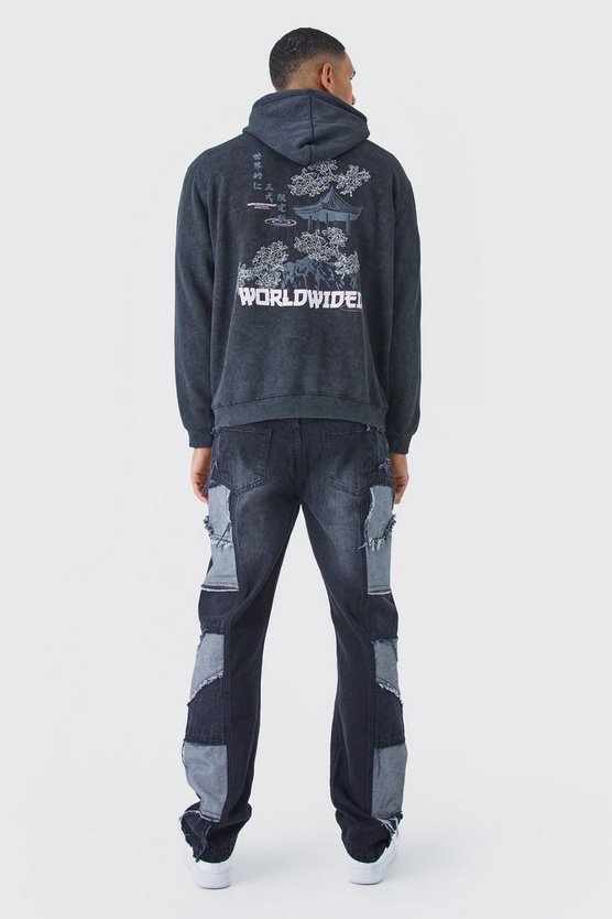 Tall lockere Patchwork Jeans mit Seitenstreifen