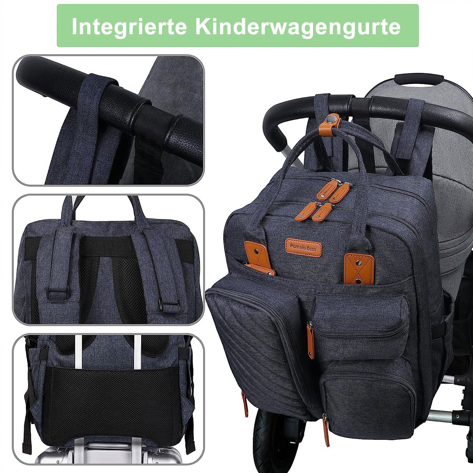 REDOM Wickelrucksack Wickeltasche Rucksack Baby Multifunktions-Babytaschen Wärmeisolierte (Windeln Babyflasche Milchfläsche Rucksack Tasche mit Flaschenhalter, Multifunktional, Babytasche, für Mama und Papa unterwegs, mit Laptopfach), mit tragbarer m