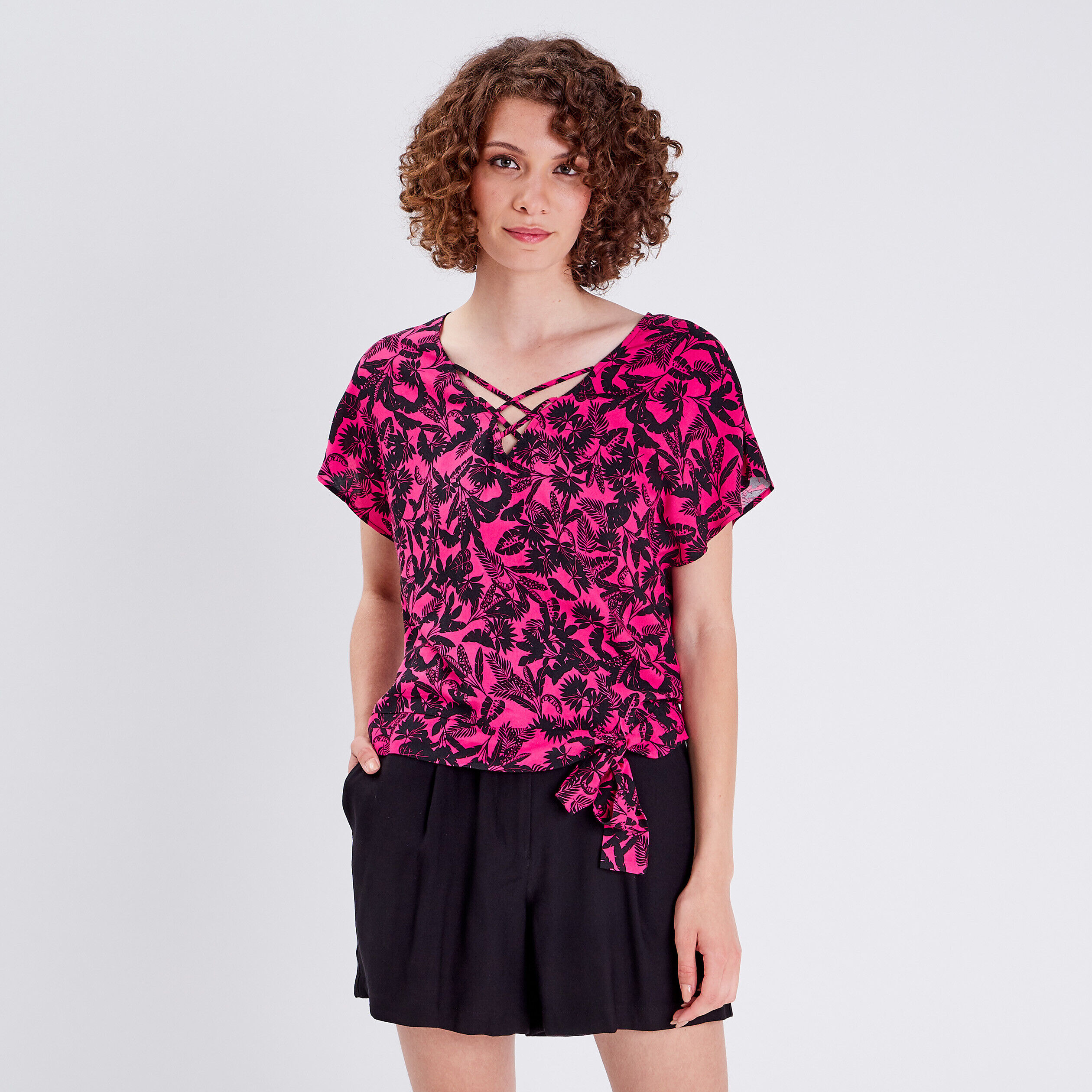 Blouse manches courtes rose femme | Cache Cache