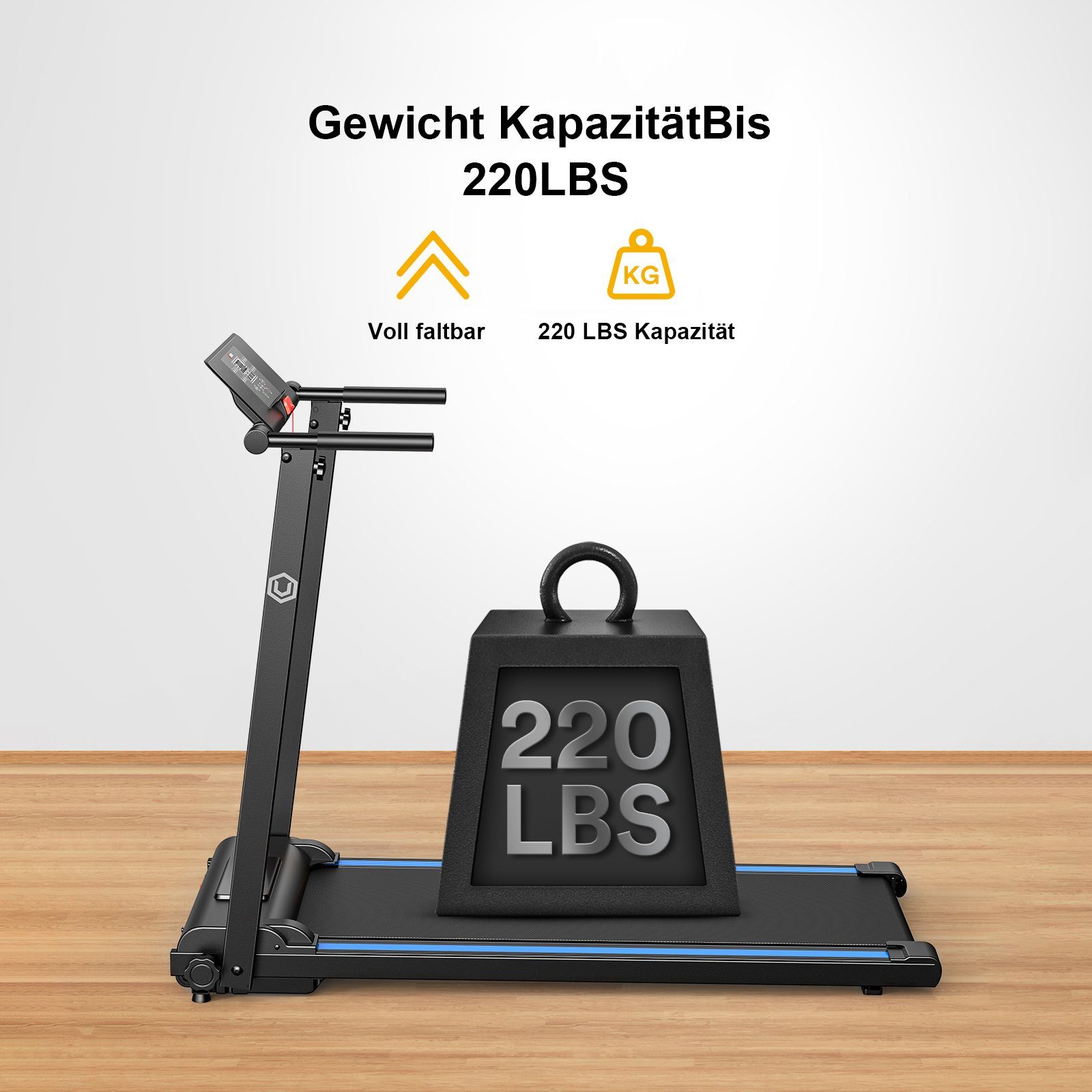 REDOM Laufband Profi Elektrisches Laufband Fitness Treadmill Sports Zuhause 1-10 km/h (Trainingspfade klappbar und kompakt verstaubar, Halterung für Handy und Pad, mit 12 Programs, UREVO), Walking pad für Zu hause
