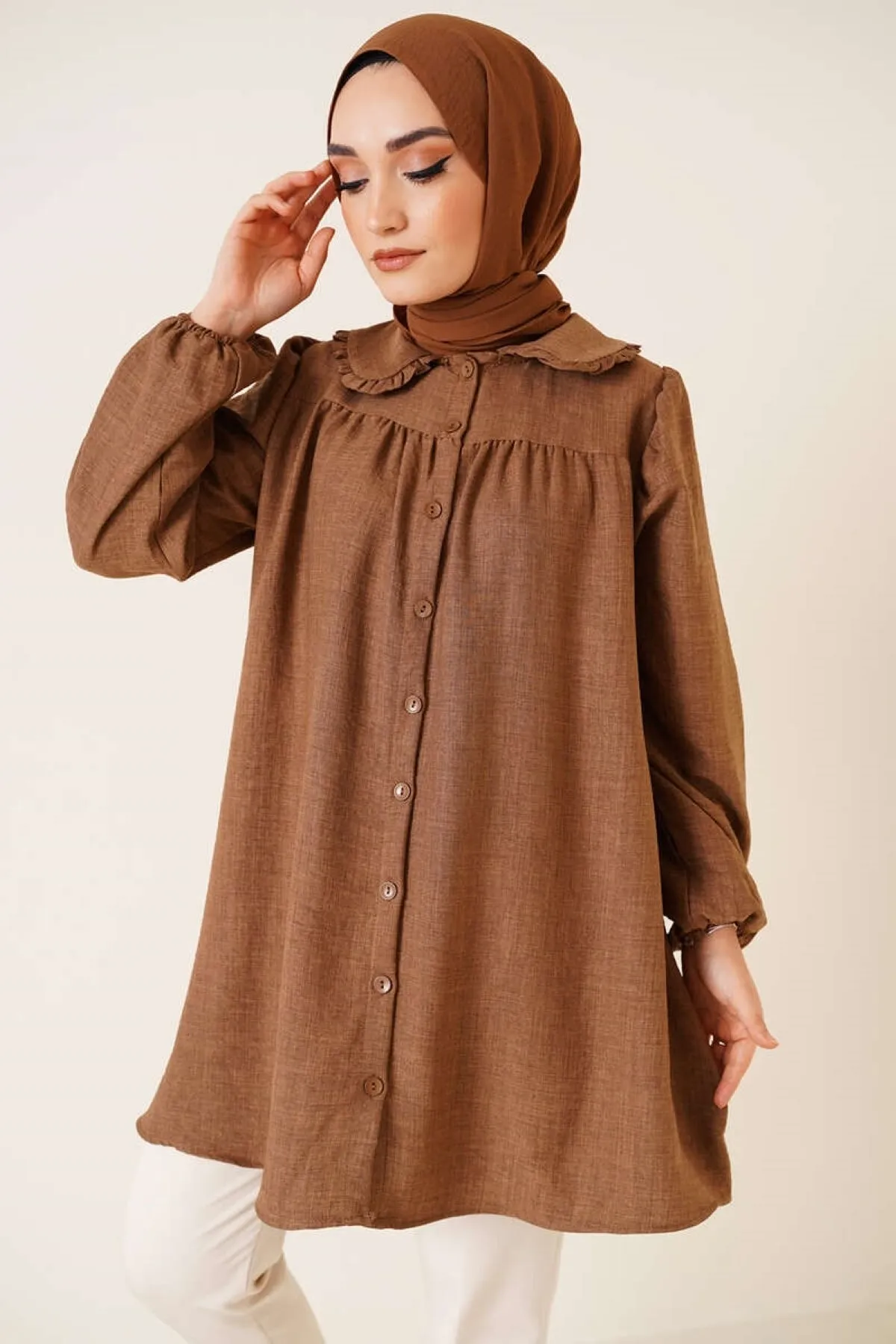 VOLT CLOTHİNG  Hijab-Shirt mit Babykragen für Damen