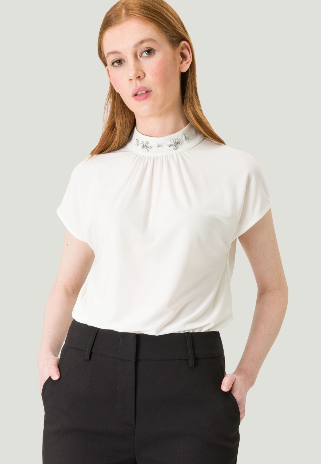 Blusenshirt kurzarm mit Strass Detail